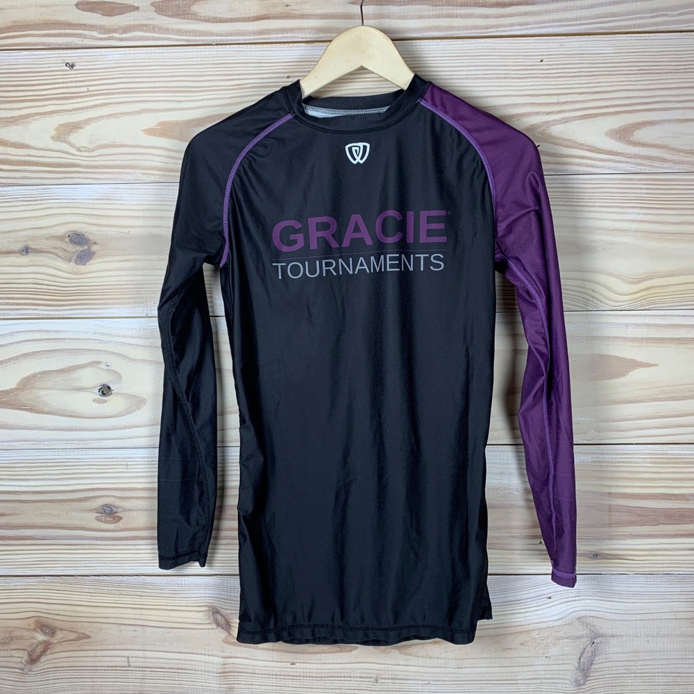 Phalanx Gracie Tournaments Rash‎ Guard Mens S Black BJJ MMA Compression Shirt